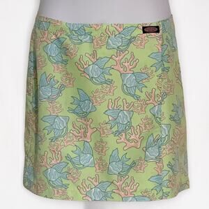 Vineyard Vines Fish Coral Print Wrap Skirt Swim Cover Up Beach Green Size M
